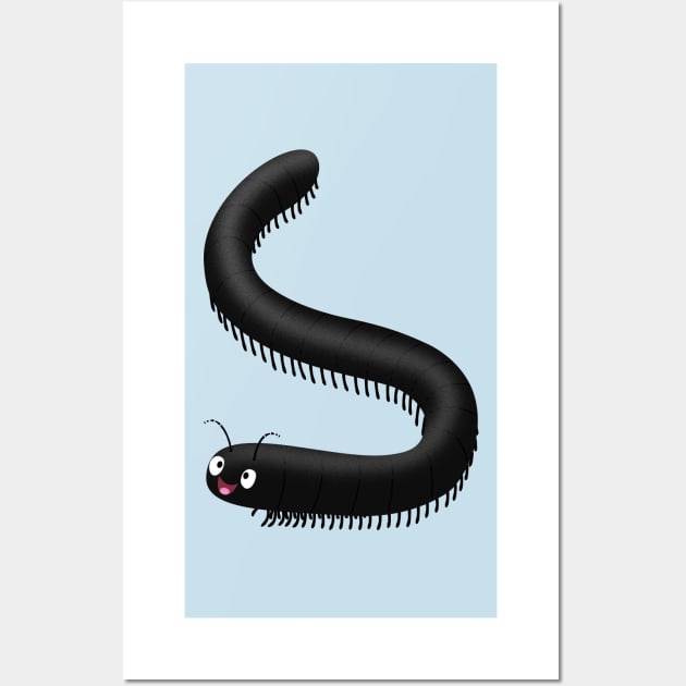 Cute millipede cartoon illustration Wall Art by FrogFactory